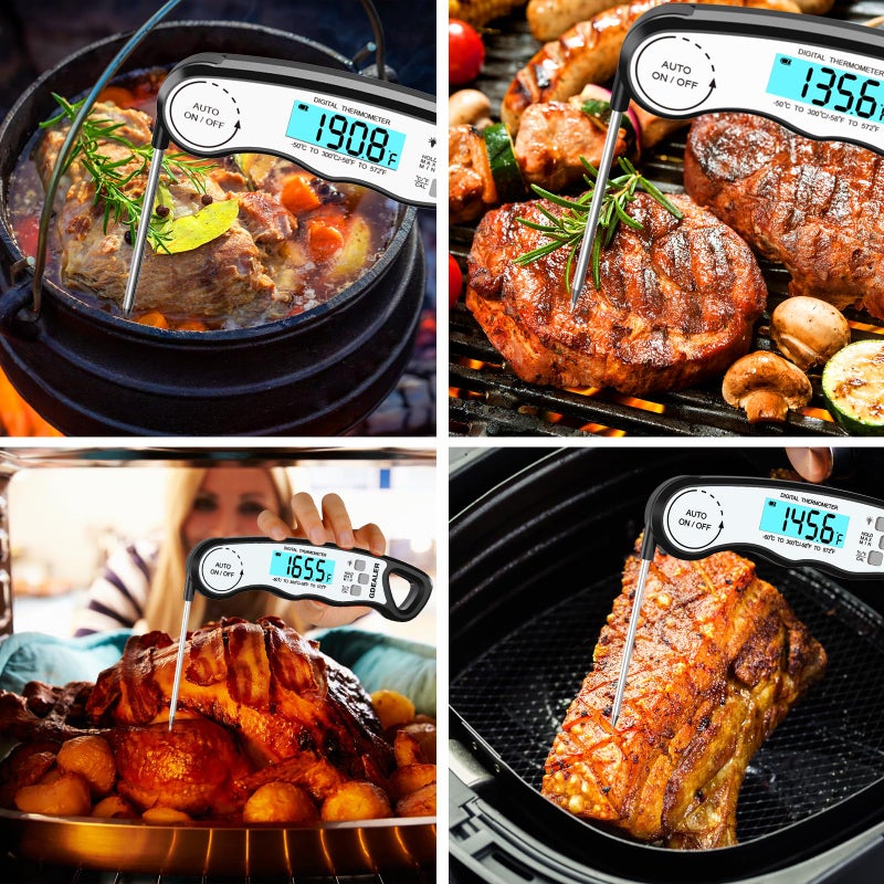 GDEALER Meat Thermometer Digital Instant Read Food Thermometer Waterproof Ultra-Fast for Grill Cooking Kitchen with Backlight & Calibration - Image 4